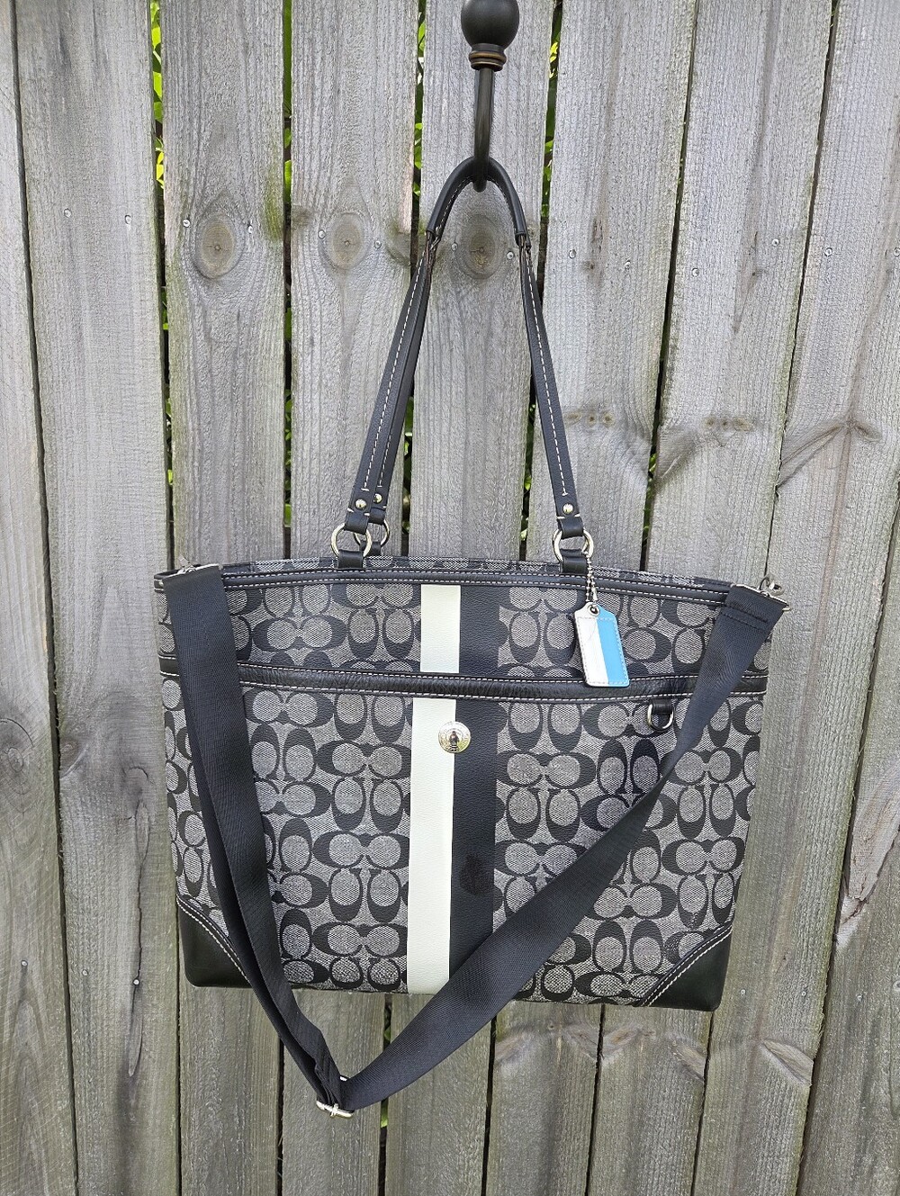 Coach Chelsea Heritage Stripe Large Tote Bag Diaper Work Laptop